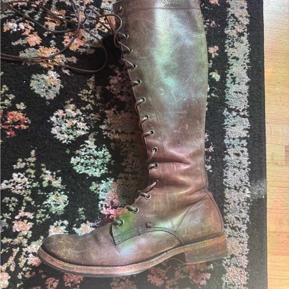 Frye Melissa Tall Classic Brown Leather Lace Up Knee High Equestrian Riding boot - Picture 2 of 11